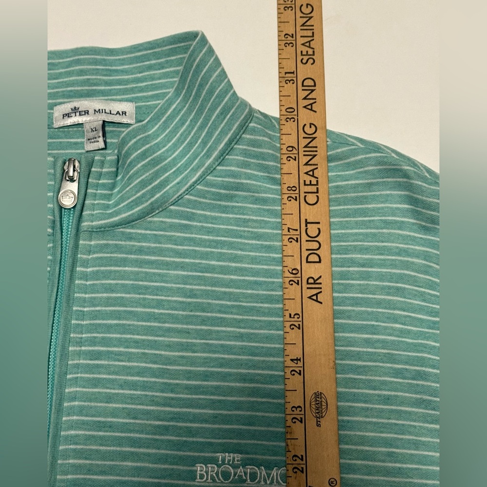 Men’s Peter Millar Striped Long Sleeve 1/4 Zip  Green Sz XL Broadmoor Golf Club - Picture 6 of 7